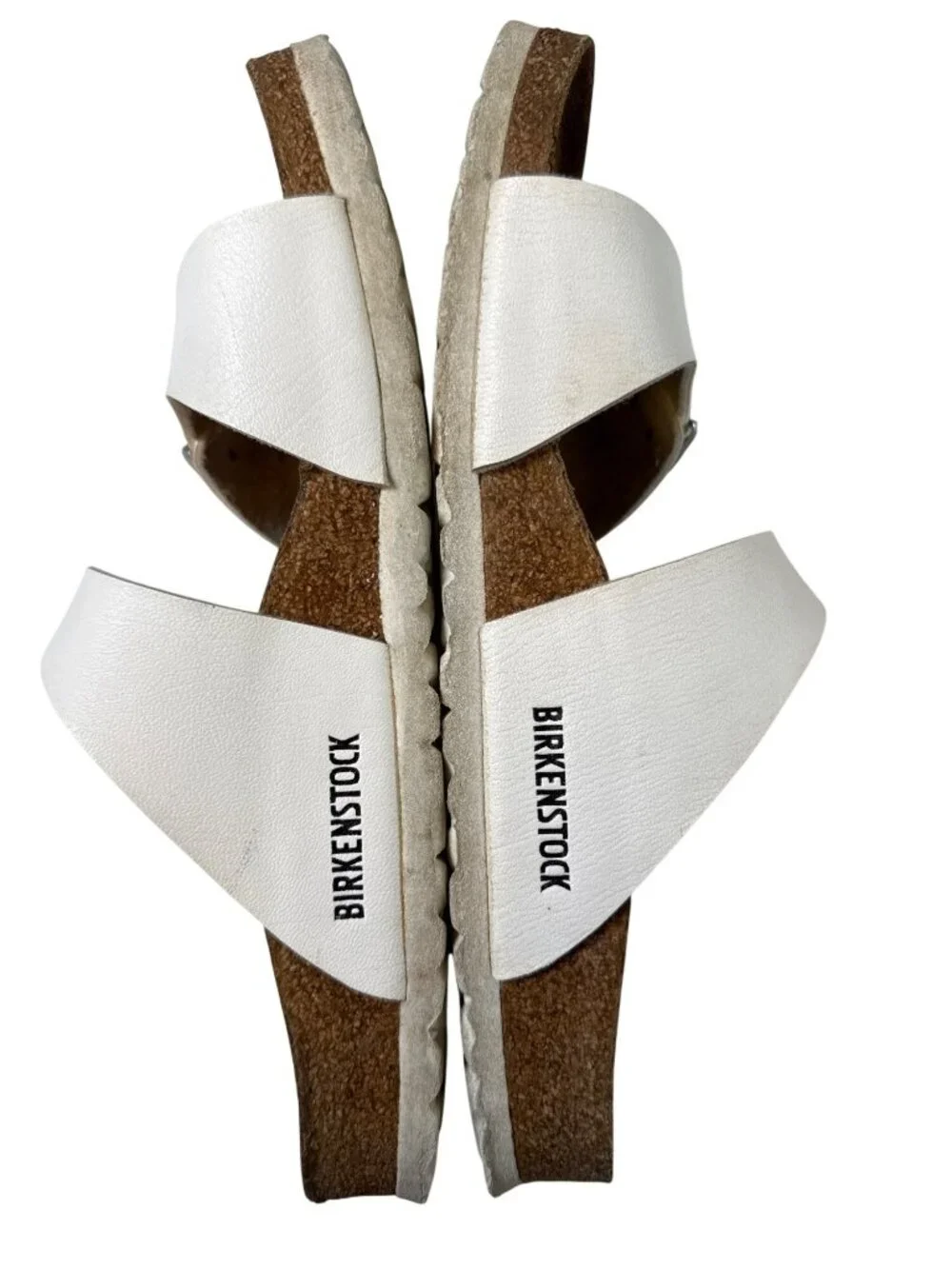 Birkenstock Arizona Leather Sandals~Size 9~White Silver Buckle Shoes P19 08